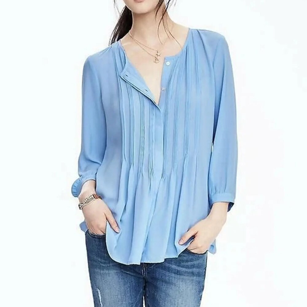 Banana Republic Pintuck Crepe Blouse